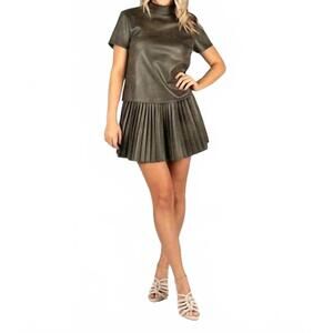 NEW SINCERELY OURS all good mini skirt in olive suede